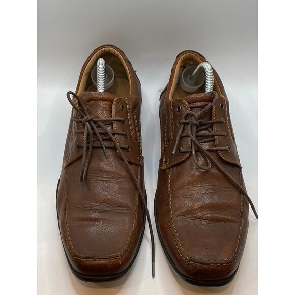 RUOSH Men's Brown Leather Round-Toe Lace-Up Low-Top Loafers SZ UK9 (US10) - Picture 2 of 9